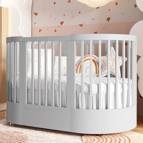 Berço Evolutivo Redondo 3 em 1 Wave Divicar Cinza