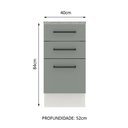 Ver imagem 6 de Balcão Armário de Cozinha 40 cm 3 Gavetas Branco/Cinza Agata Madesa