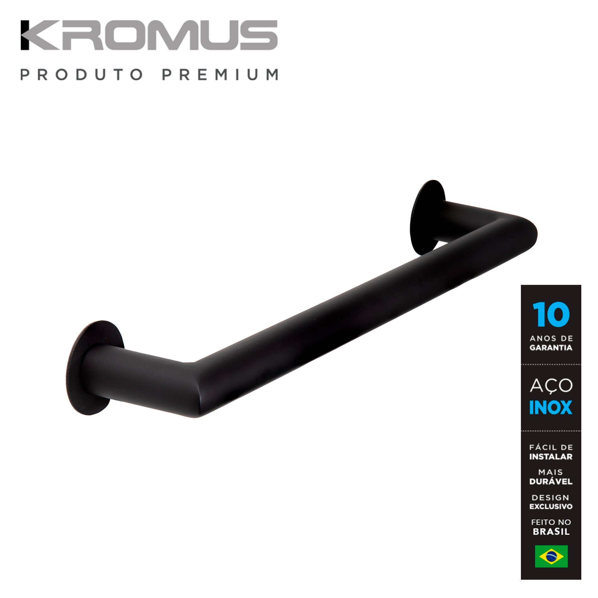 Toalheiro 30 Cm Inox Preto Fosco - Kromus Me0204b - 3