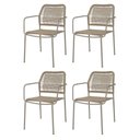 Ver imagem 1 de Kit 4 Cadeiras com Braços Empilhável Copacabana Fratini Aço Carbono Fendi Trama Corda Náutica