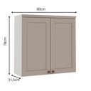 Ver imagem 3 de Armário Aéreo para Cozinha 2 Portas Provençais Americana 100% MDF Iluminata Cinza/Branco/Fendi