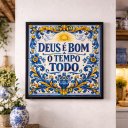 Ver imagem 1 de Quadro Deus É Bom o Tempo Todo 33x33cm Mold Preta