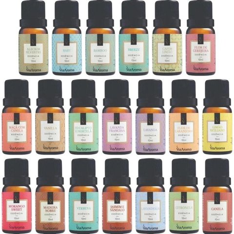 Kit 20 Essências para Aromatizador Elétrico 10ml Via Aroma