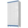 Guarda-Roupa Infantil 3 Portas 2 Gavetas Aquarela Baby Branco Azul Flex - 1