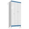 Guarda-Roupa Infantil 3 Portas 2 Gavetas Aquarela Baby Branco Azul Flex - 4