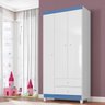 Guarda-Roupa Infantil 3 Portas 2 Gavetas Aquarela Baby Branco Azul Flex - 2