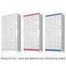 Guarda-Roupa Infantil 3 Portas 2 Gavetas Aquarela Baby Branco Azul Flex - 6
