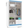 Guarda-Roupa Infantil 4 Portas 2 Gavetas Aquarela Baby Branco Azul Flex - 4