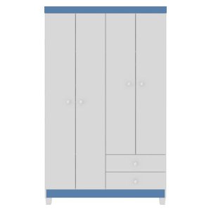 Guarda-Roupa Infantil 4 Portas 2 Gavetas Aquarela Baby Branco Azul Flex