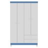 Guarda-Roupa Infantil 4 Portas 2 Gavetas Aquarela Baby Branco Azul Flex - 1
