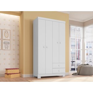 Guarda Roupa Infantil Aquarela Baby 4 Portas 2 Gavetas Branco Flex Azul e Rosa