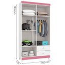Ver imagem 3 de Guarda-Roupa Infantil 4 Portas 2 Gavetas Aquarela Baby Branco Rosa Flex