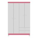 Ver imagem 1 de Guarda-Roupa Infantil 4 Portas 2 Gavetas Aquarela Baby Branco Rosa Flex