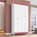 Ver imagem 2 de Guarda-Roupa Infantil 4 Portas 2 Gavetas Aquarela Baby Branco Rosa Flex