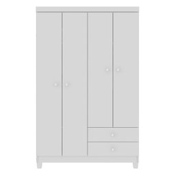 Guarda-Roupa Infantil 4 Portas 2 Gavetas Aquarela Baby Branco Flex - 1