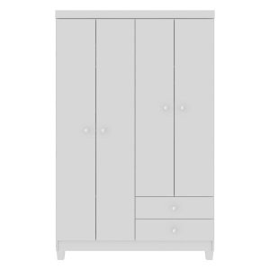 Guarda-Roupa Infantil 4 Portas 2 Gavetas Aquarela Baby Branco Flex