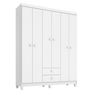Guarda-Roupa Infantil 6 Portas 2 Gavetas Aquarela Baby Branco