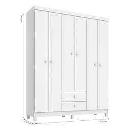 Guarda-Roupa Infantil 6 Portas 2 Gavetas Aquarela Baby Branco - 4