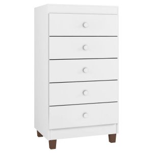 Cômoda Infantil com 5 Gavetas Aquarela Baby Branco Clique Chique