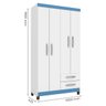 Guarda-Roupa de Casal 4 Portas 2 Gavetas Porto Belo Branco Azul Flex - 4