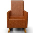 Ver imagem 2 de Poltrona de Amamentação com Balanço e Puff Ravena W01 Couríssimo Camel - Lyam Decor