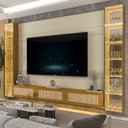 Ver mais imagens de Estante Home para TV até 85 Polegadas com LED e Vidro Reflecta 100% MDF 217,6CMX293,4cm Luminare Native Off White