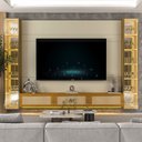 Ver imagem 7 de Estante Home para TV até 85 Polegadas com LED e Vidro Reflecta 100% MDF 217,6CMX293,4cm Luminare Native Off White