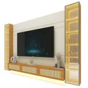 Ver imagem 2 de Estante Home para TV até 85 Polegadas com LED e Vidro Reflecta 100% MDF 217,6CMX293,4cm Luminare Native Off White