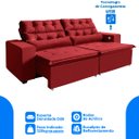 Ver imagem 4 de Sofá Usb, 4 Lugares América Retrátil, Reclinável 252cms, Tecnologia Carregamento 3 Portas Vermelho