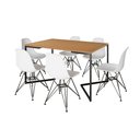 Ver imagem 6 de Mesa Industrial Jantar Retangular 137X90Cm Canela Base V Com 6 Cadeiras Brancas Ferro P Canela