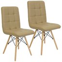 Ver imagem 1 de Kit 2 Cadeiras Gomos Eiffel Eames Fitz Dublin Estofada Base Madeira Nude