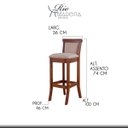 Ver imagem 3 de Kit 3 Banquetas Estofadas Alta Com Encosto 36 x 100 Cm Mônaco Madeira Imbuia Linho Bege M58 - RMI