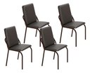 Ver imagem 1 de Kit 4 Cadeiras Malibu Corino Preto Tubo Marrom Cafe