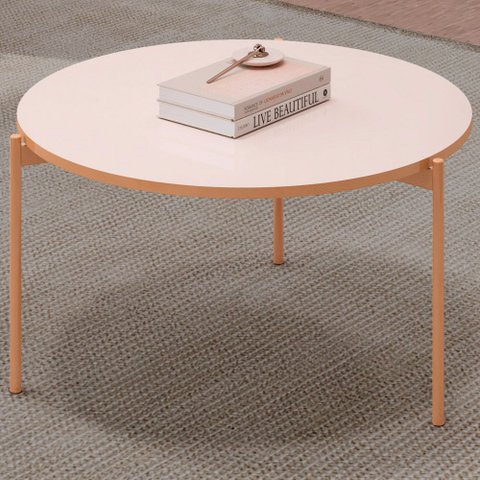 Mesa de Centro Decorativa Sala de Estar Industrial Ellie D05 Off White - Lyam Decor