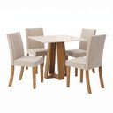 Ver imagem 3 de Conjunto Sala de Jantar Mesa Lisa 90cm com Tampo MDF e Vidro Canto Reto 4 Cadeiras Lily