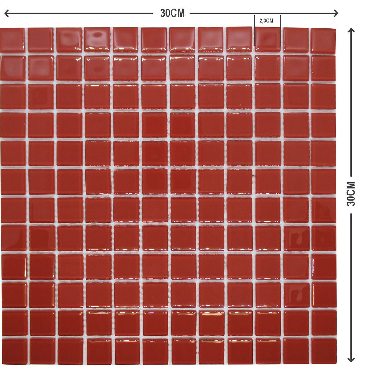 Pastilha de Vidro para Cozinha Banheiro Parede Vermelho 30x30cm - La Bella Griffe - 2