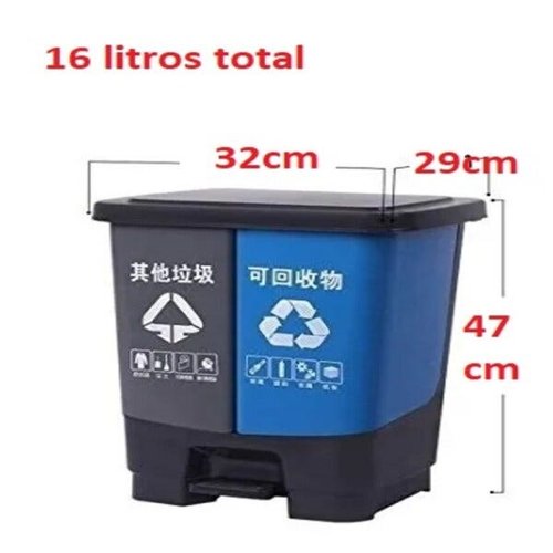 Balde Lixo Ecológico Aço Inox 14+14 L para Móveis de Cozinha