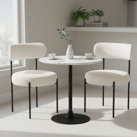 Cadeira Sala de Jantar Margara Kit 2 em Aço Preto Bouclê Ted D03 - D'Rossi
