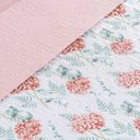 Ver imagem 4 de Kit Cobre Leito Colcha Maris King Estampado Dupla Face Percalle 200 Fios 3 Peças Hortênsia Salmão - 