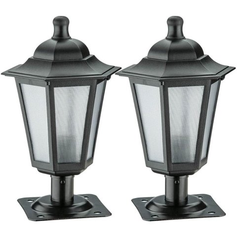 2 Balizadores de Piso Lente Fosca Luminárias Jardim Muro Alumínio Preto Área Externa Dital