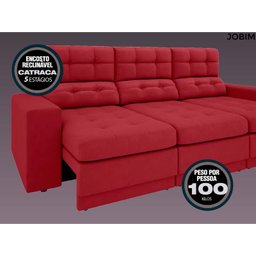 Sofá Jobim 2,30m Assento Retrátil e Reclinável Velosuede - NETSOFAS - 3
