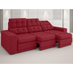 Sofá Jobim 2,30m Assento Retrátil e Reclinável Velosuede - NETSOFAS - 1