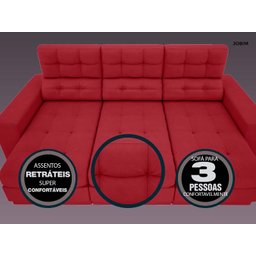 Sofá Jobim 2,30m Assento Retrátil e Reclinável Velosuede - NETSOFAS - 5