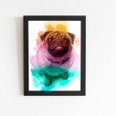 Ver imagem 1 de Quadro Pug Cachorro Cão Tinta Aquarela Moldura 30x40cm