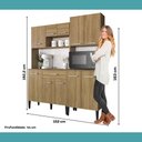 Ver imagem 3 de Cozinha Compacta Arizona Solid 10 Portas 1 Gaveta MDF-MDP 152cm Amadeirado