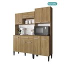 Ver imagem 2 de Cozinha Compacta Arizona Solid 10 Portas 1 Gaveta MDF-MDP 152cm Amadeirado