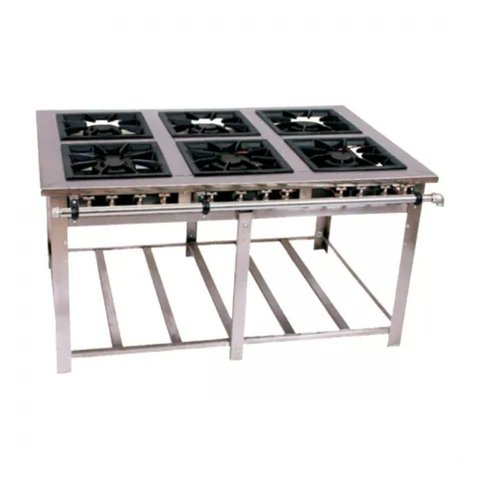 Fogão Industrial Venâncio Inox 6 Bocas Duplas a Gás Baixa Pressão 40x40-mi6