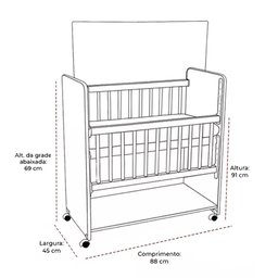 Mini Berço New Baby Bed Side Grade Móvel + Colchão:branco/azul - 4