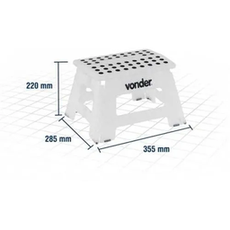 Banqueta Plástica Dobrável com Alça Multiuso Vonder 22cm Capacidade 150kg Preto - 5