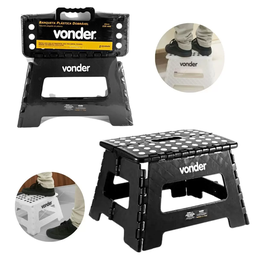 Banqueta Plástica Dobrável com Alça Multiuso Vonder 22cm Capacidade 150kg Preto - 2
